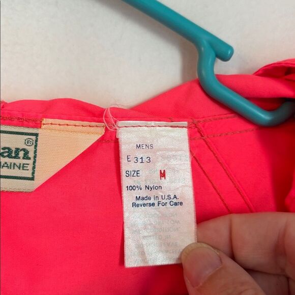 Vintage L.L. Bean Men’s Unisex Neon orange pullover windbreaker light jacket MED - Picture 7 of 11
